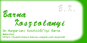 barna kosztolanyi business card